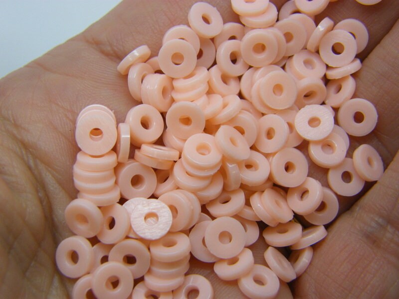 500 Peach pink beads 6mm plastic AB  - SALE 50% OFF