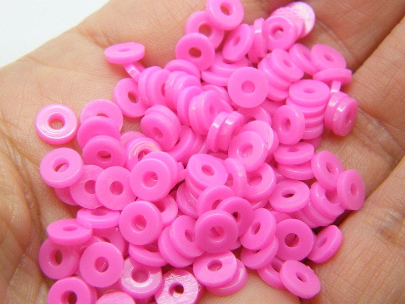 500 Hot pink beads 6mm plastic AB