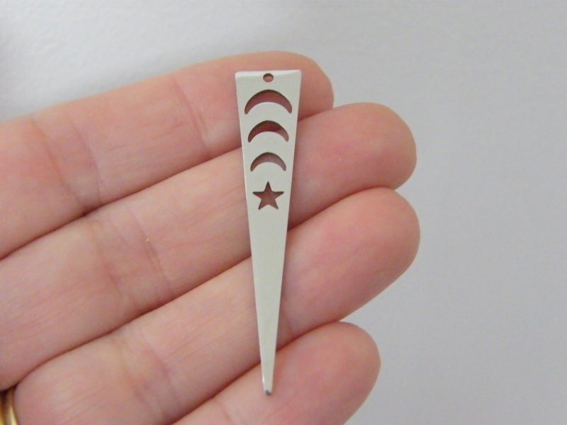1 Moon star triangle pendants silver stainless steel M76