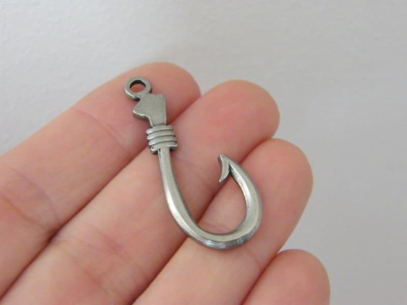 1 Fishing hook pendant silver stainless steel FF75