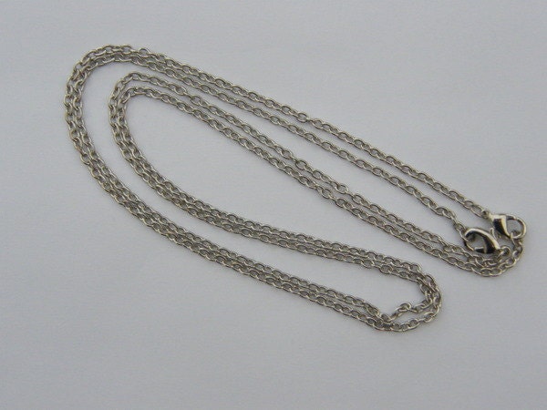 BULK 12 Necklace chains 62cm silver tone