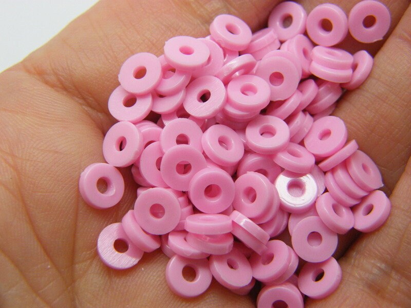 500 Vivid pink beads 6mm plastic AB