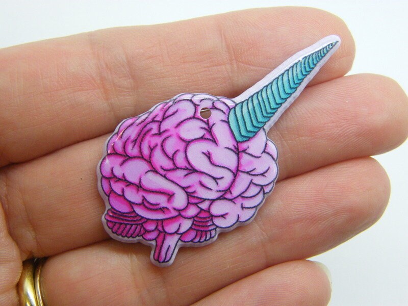 2 Unicorn brain pendants acrylic HC877