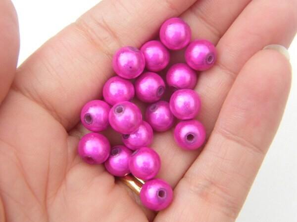 50 Hot pink fuchsia miracle beads 8mm acrylic AB167 - SALE 50% OFF