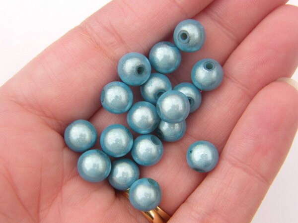 50 Cyan light blue 8mm miracle beads AB125 - SALE 50% OFF