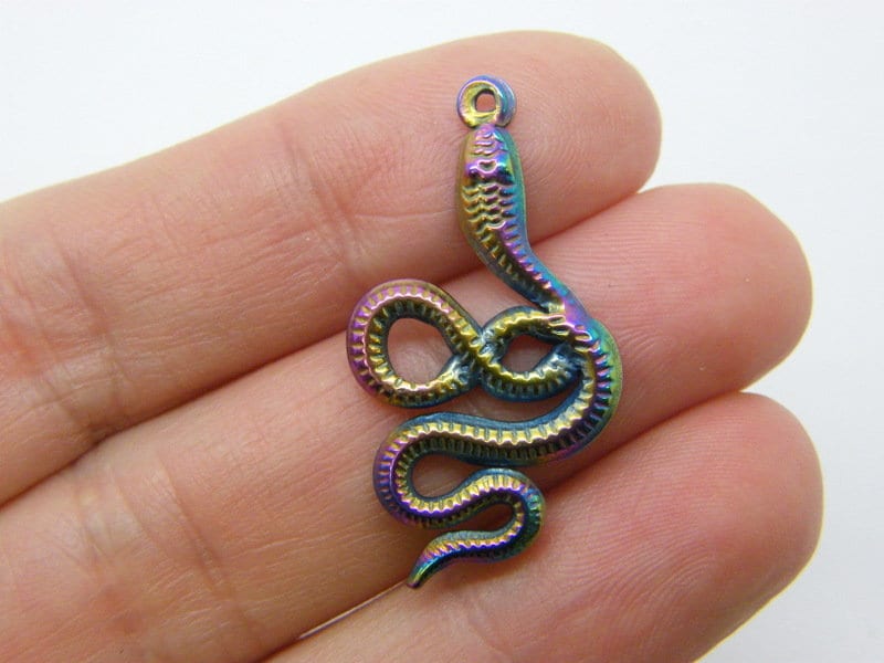 1 Snake pendant  multi colour stainless steel A232