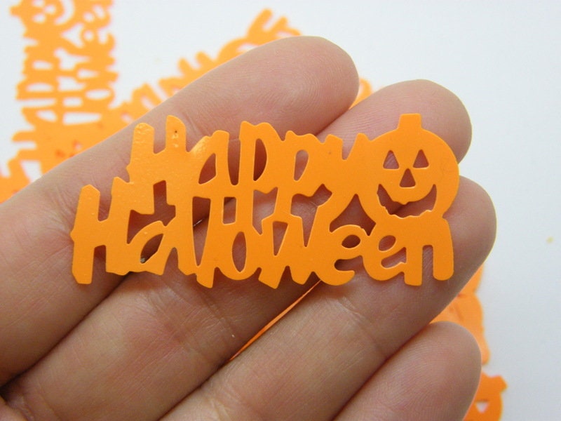 60 Happy Halloween  sequins orange plastic HC