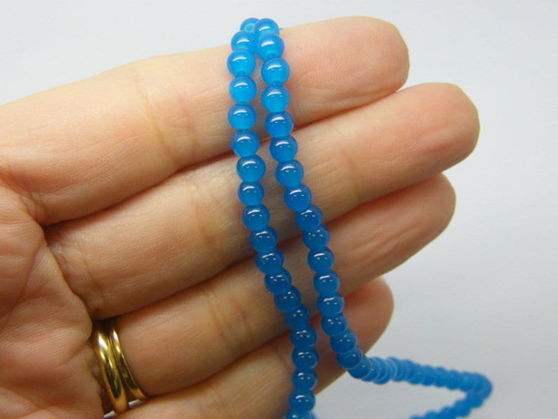 180 Imitation  jade beads blue 4mm glass B248