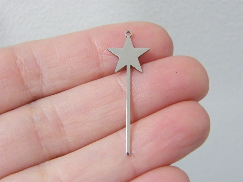 1 Magic wand pendant silver stainless steel P761
