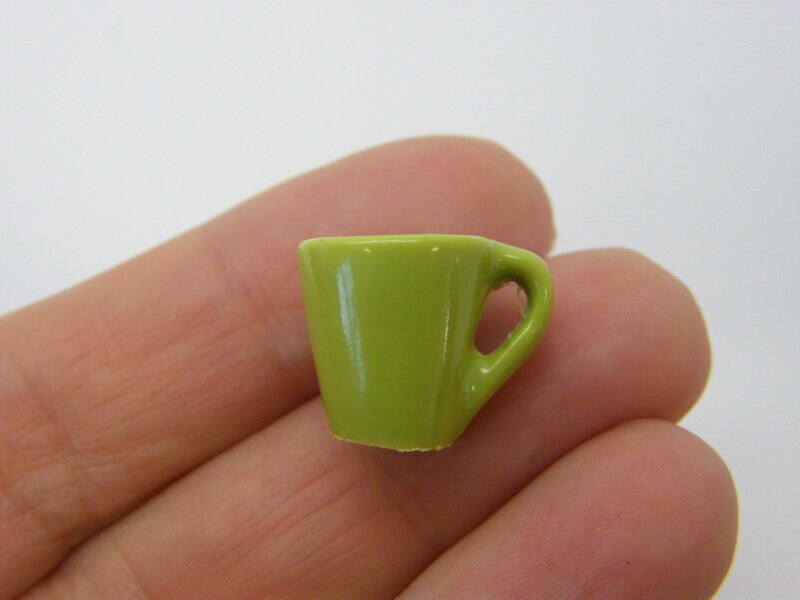 4 Coffee mug miniature green resin FD369