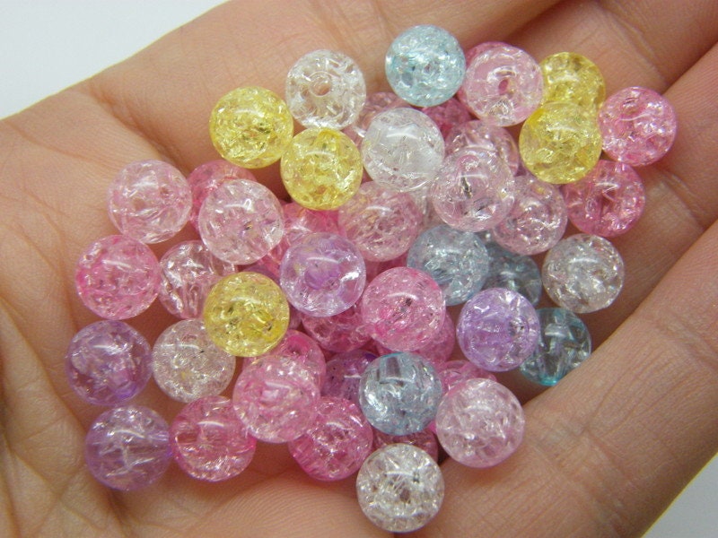 100 Crackle beads random mixed acrylic AB664