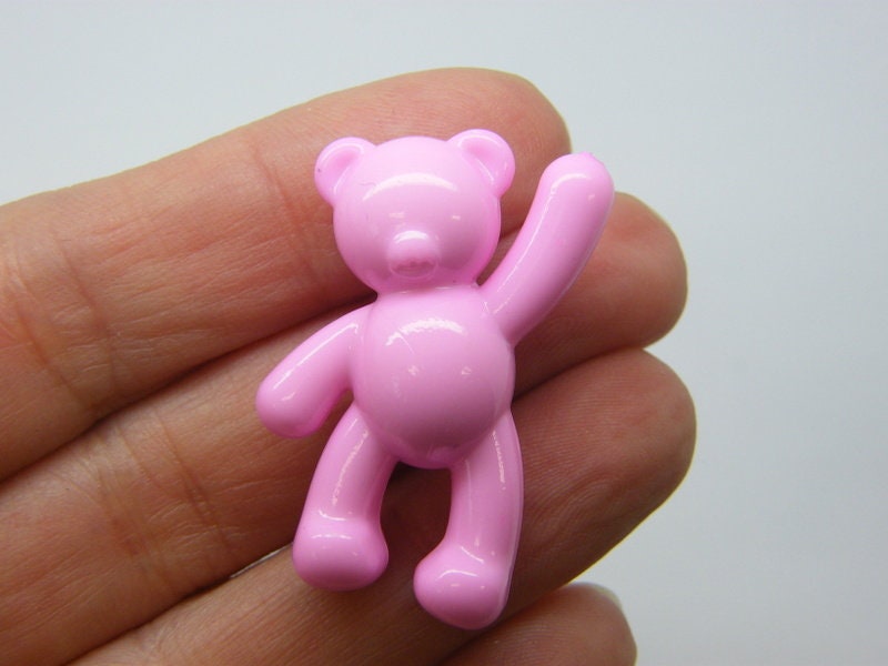 8 Teddy bear pendants or beads cotton candy pink acrylic P767