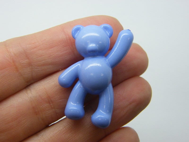 8 Teddy bear pendants or beads periwinkle purple acrylic P771