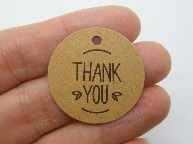 100 Thank you tags craft paper brown and hemp cord CT  - SALE 50% OFF