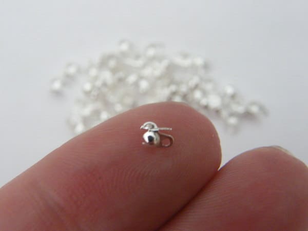 100 Calottes end crimps for 1mm to 1.5mm ball chain 4 x 3.5mm silver plated FS101