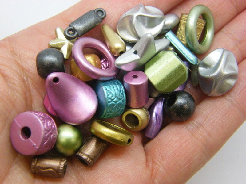 50 Beads metallic random mixed acrylic BB559 - SALE 50% OFF