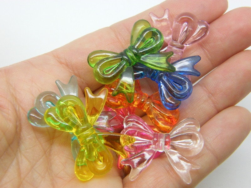 30 Bow beads random mixed transparent acrylic CT58