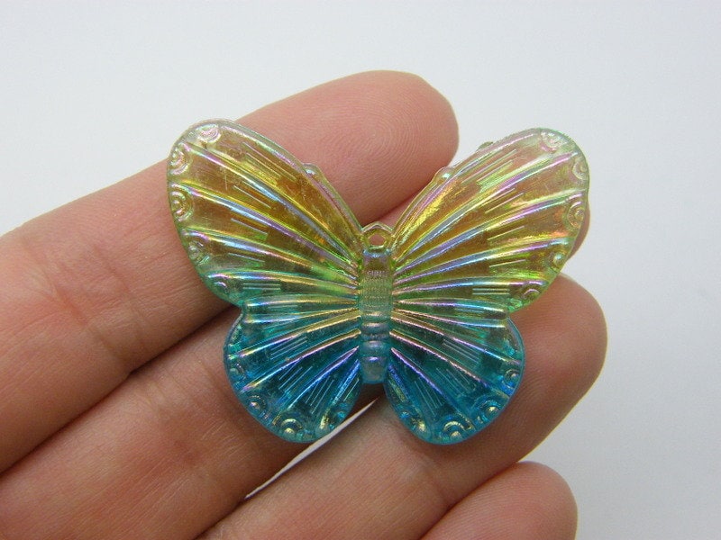 6 Butterfly pendants charms acrylic A1290