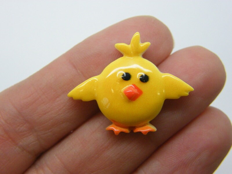 8 Chick chicken Easter embellishment cabochon yellow resin B45