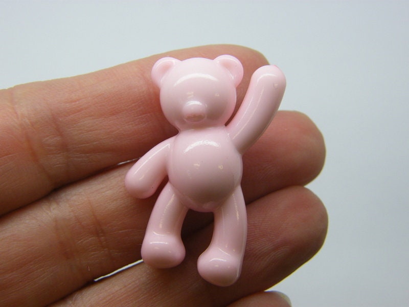 8 Teddy bear pendants or beads pink acrylic P766