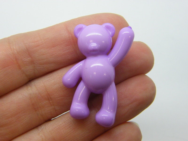 8 Teddy bear pendants or beads orchid purple acrylic P770
