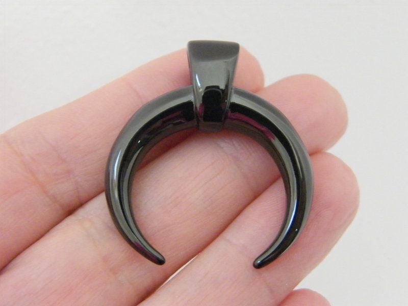 1 Moon crescent double horn pendant black stainless steel M185