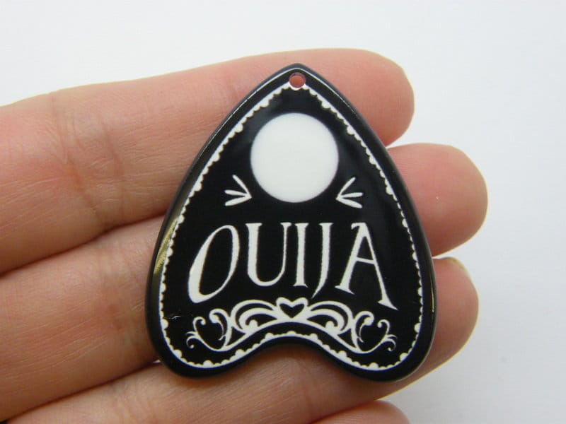 2 Ouija board planchette moon pendant black white acrylic HC1324