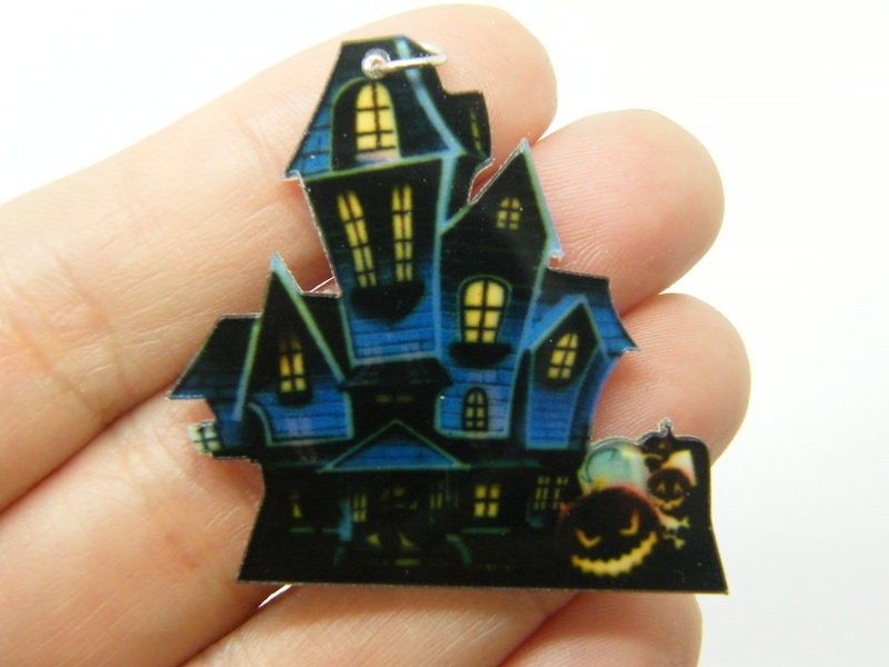 4 Haunted house Halloween pendant HC904