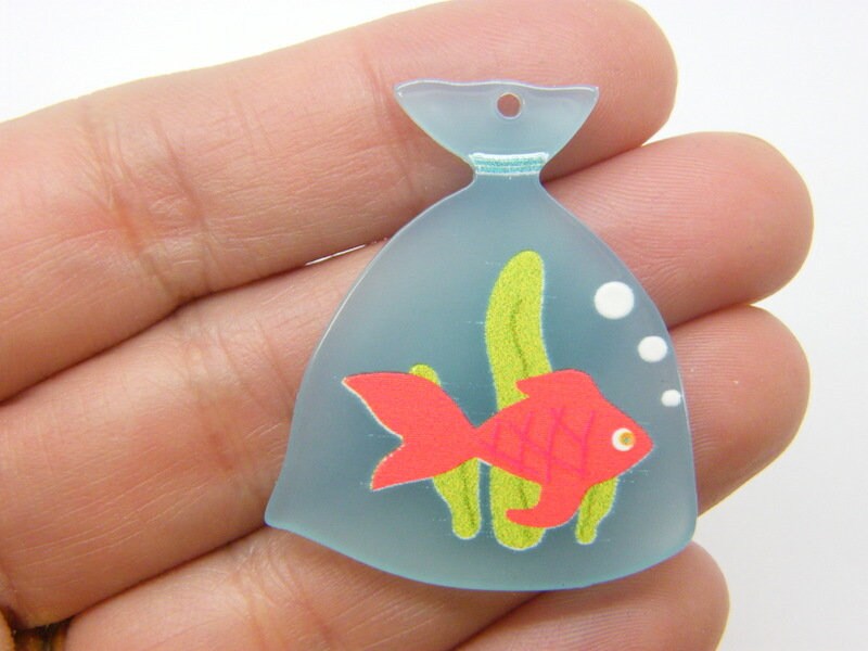 2 Fish in a bag pendants acrylic FF233