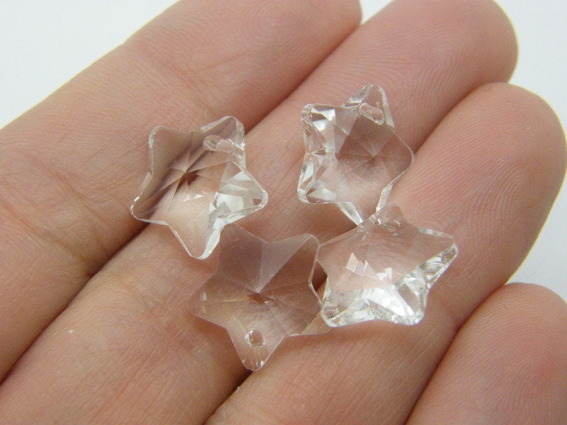 10 Star charms clear glass S110