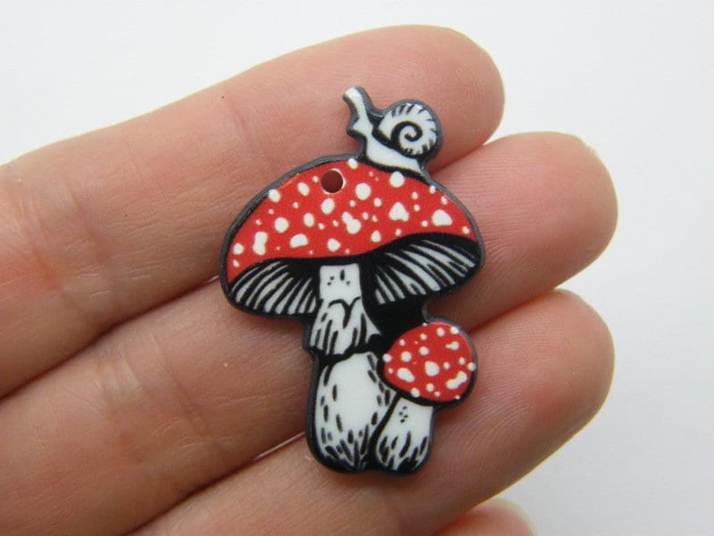 2 Mushroom snail pendants acrylic L71