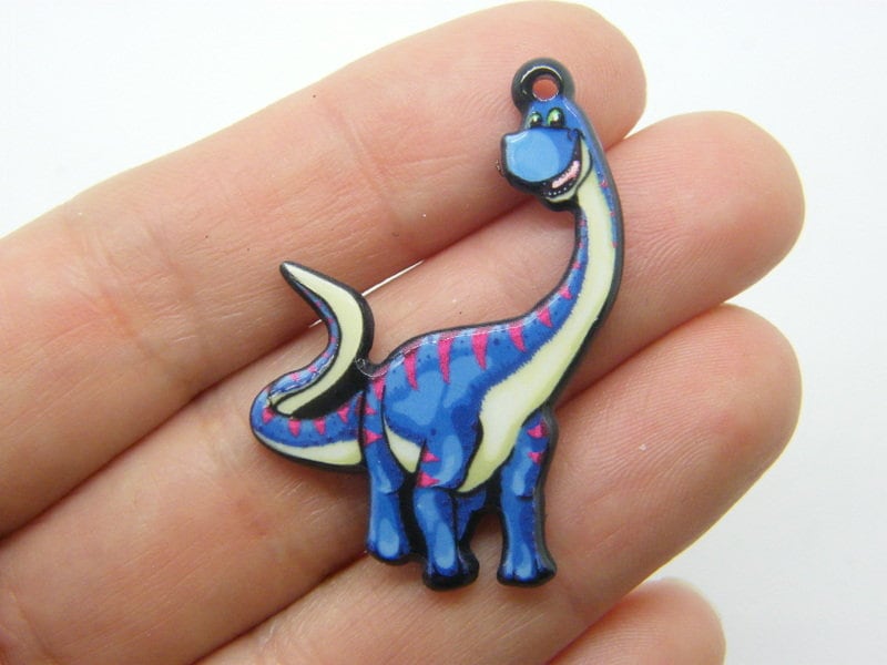 2 Dinosaur pendants blue acrylic A1334