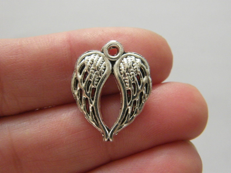 BULK 50 Angel wing charms antique silver tone AW76 SALE 50% OFF