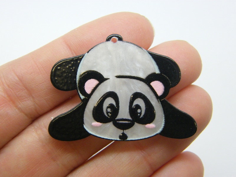 4 Panda pendants white black acrylic A148