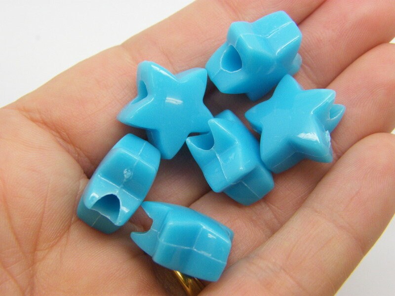 30 Star beads blue acrylic BB545 - SALE 50% OFF