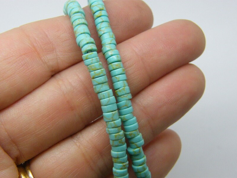 220 Blue green brown beads 4mm synthetic turquoise OB114