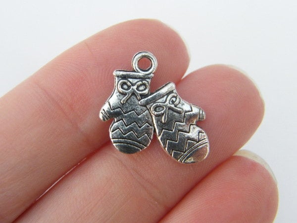BULK 50 Pair of mittens gloves charms antique silver tone CA147