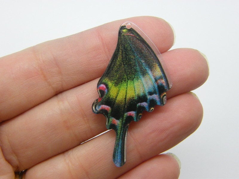 2 Butterfly wing pendants acrylic A136