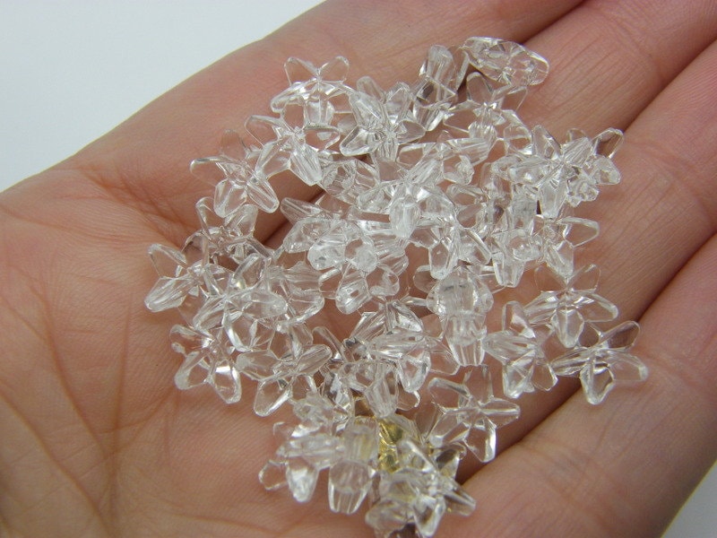 120 Star beads clear acrylic AB667  - SALE 50% OFF