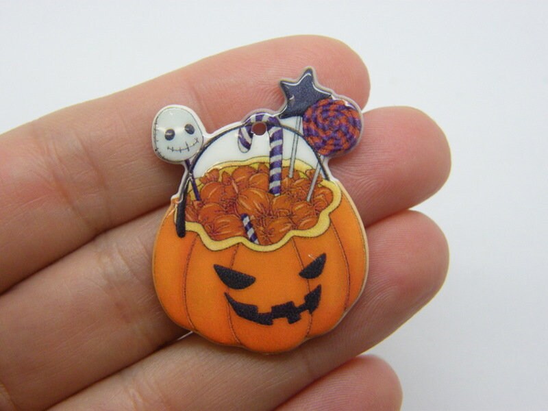 2  Pumpkin Halloween pendants acrylic HC928