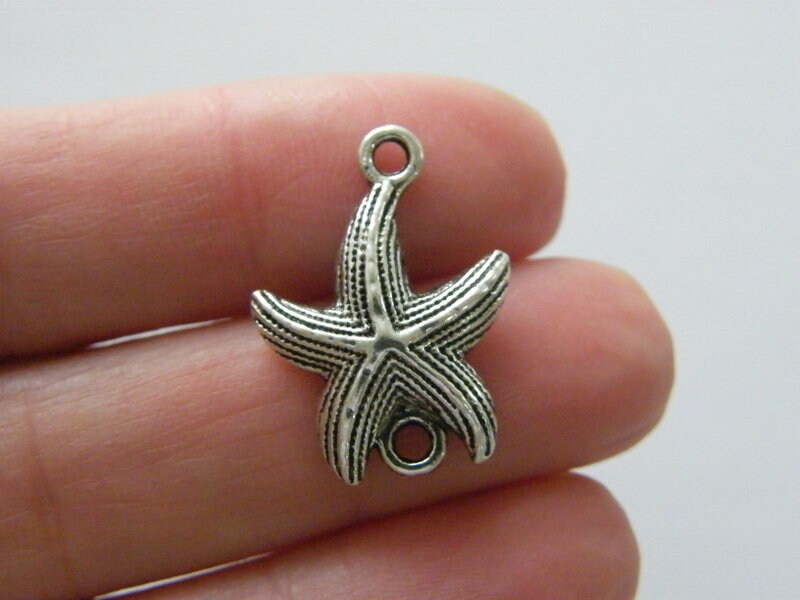 BULK 50 Starfish connector charms antique silver tone FF118  - SALE 50% OFF
