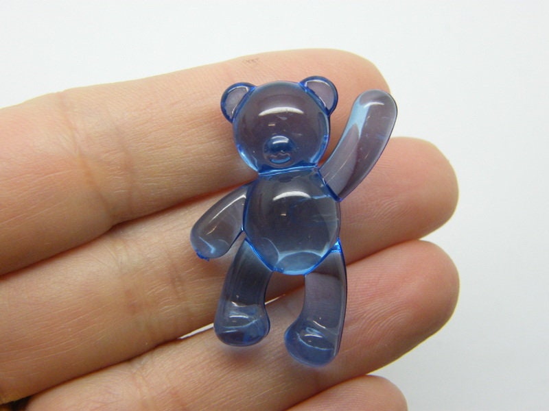 8 Teddy bear pendants or beads dark blue acrylic P700