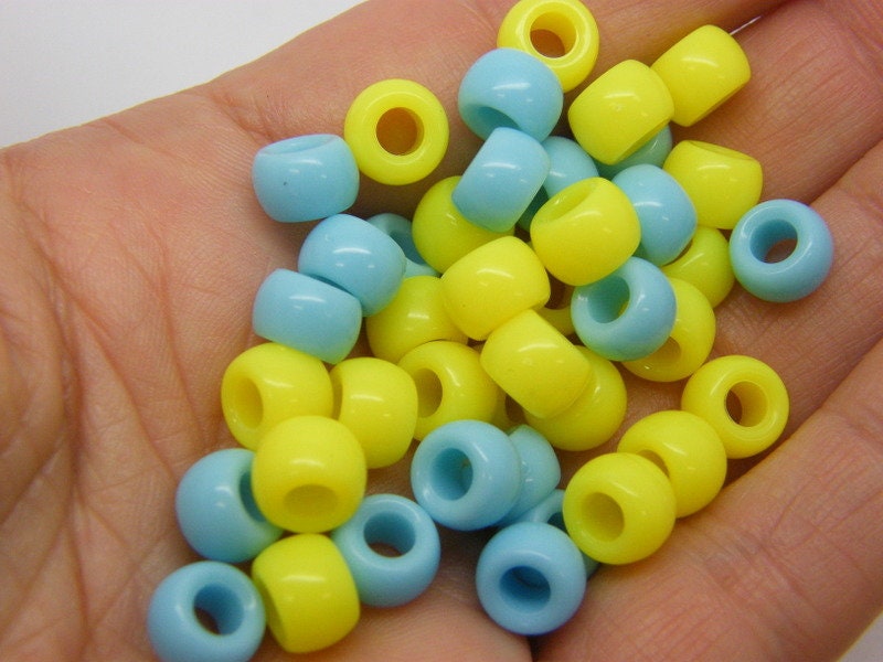 120 Barrel beads yellow blue resin AB726acrylic AB727  - SALE 50% OFF