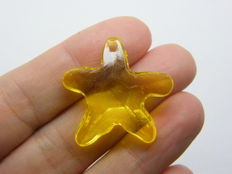 20 Star pendants yellow transparent acrylic S378