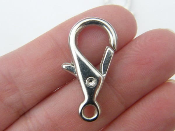 8 Lobster clasps 28 x 15mm silver tone LC11
