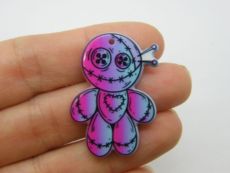 2  Voodoo doll pendants acrylic HC937