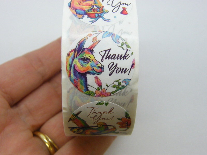 1 Roll thank you animal 500 stickers A05