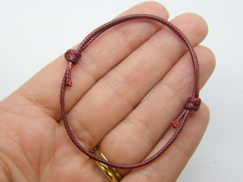 8  Waxed cord knot wine red bracelet 09