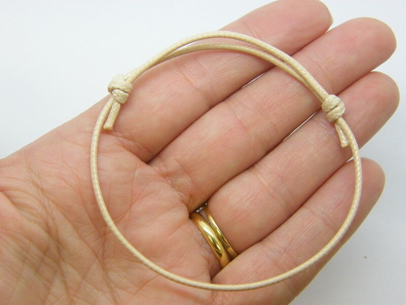 BULK 50  Waxed cord knot beige bracelet 02 - SALE 50% OFF