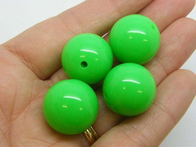 10 Green 20mm bubblegum bead acrylic AB672  - SALE 50% OFF